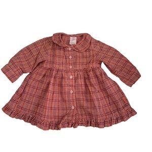 OLILY SZ: 74 BUTTON FRONT DRESS RED PLAID